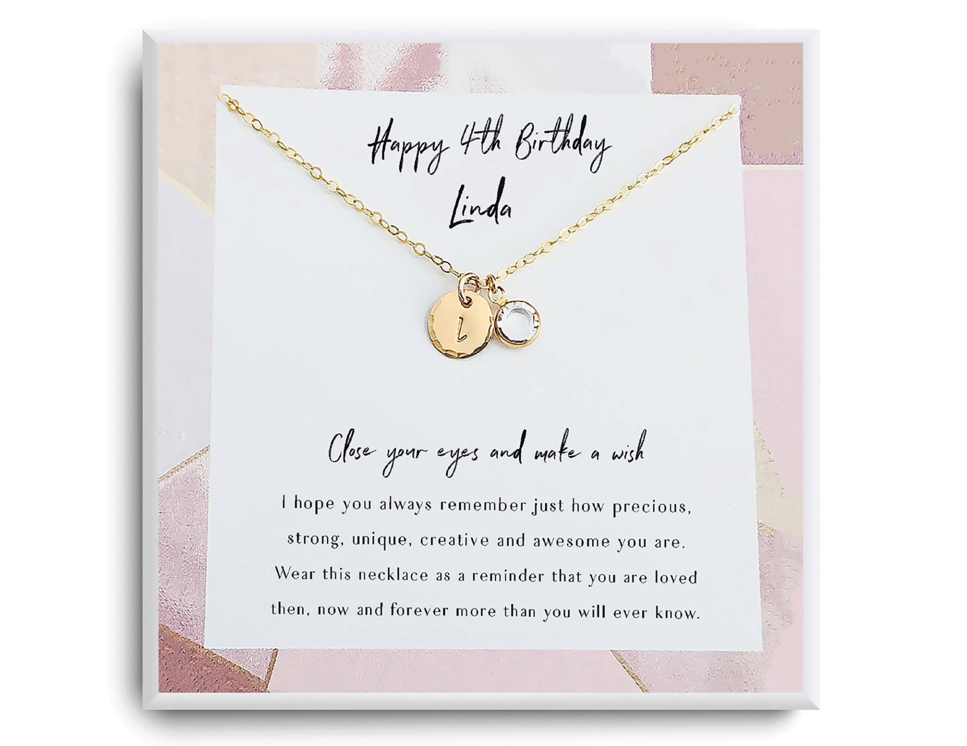 4. Geburtstag Mädchen - Happy 4Th Birthday Geschenk Vierter Halskette Für 4-Jähriges Goldener Geburtstag, Golden von ReflectionOfMemories