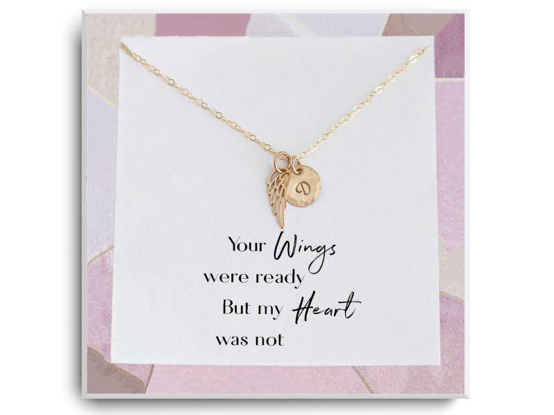 Engelsflügel Halskette - Personalisierte Erinnerungsgeschenk Kind Verlust Eines Geliebten Menschen Schwester, Ehepartner, Kind, Mutter Fehlgeburt von Aloralinks