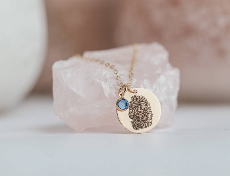 Fingerabdruck Halskette Mit Geburtsstein - Schmuck Denkmal von ReflectionOfMemories