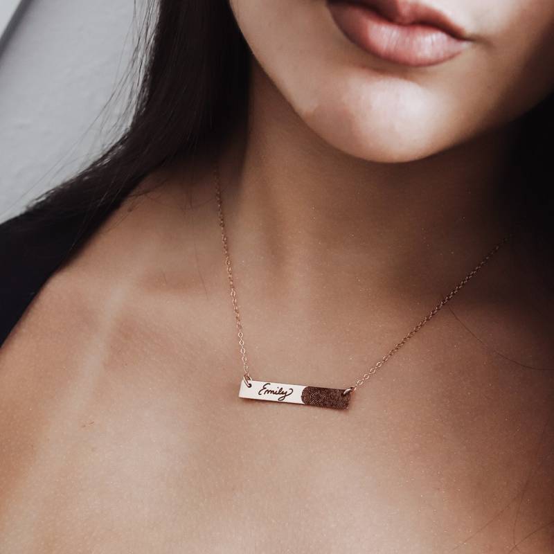 Ist Fingerabdruck Mit Handschrift - Bar Halskette Geliebte Person Fingerabdrücke Schmuck Personalisierte Erinnerungs Gold von Aloralinks