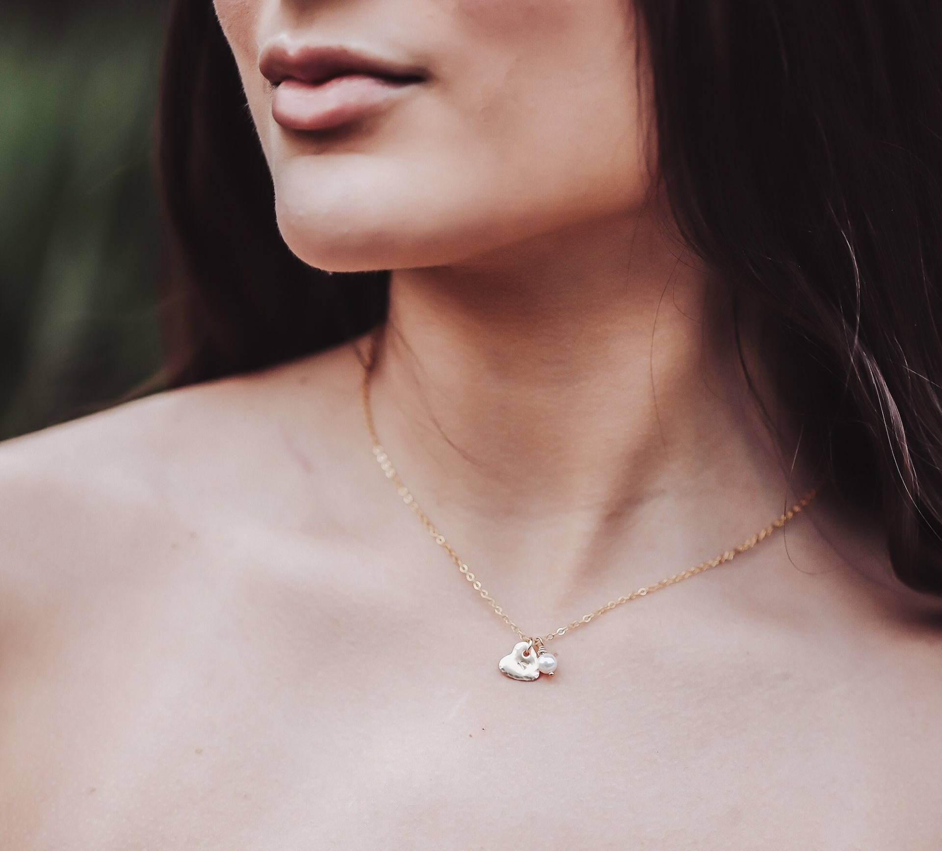 Perlenkette Mit Initialen Herz Anhänger - Personalisierte Halskette Weihnachtsgeschenk Jahrestag Geschenk Freundschaft von ReflectionOfMemories