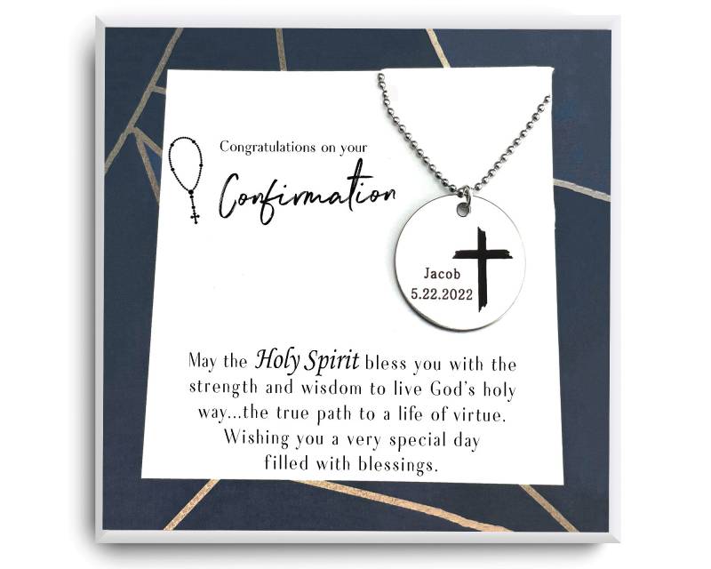 Personalisiertes Geschenk - Kreuz Halskette Konfirmation Junge Erstkommunion Für Jungen Paten Taufgeschenk von ReflectionOfMemories
