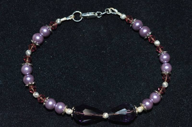 Bezauberndes Lila Glasperlen & Kristall Tropfen Armband | 1017019 - Versandkostenfrei W1-1-17 von ReflectionsOtherSide
