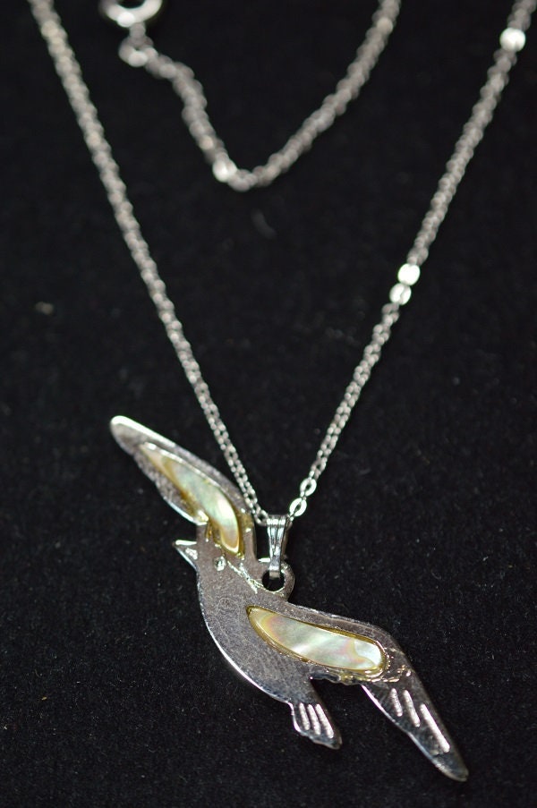 Vintage, Echte Abalone Und Silber Anhänger Halskette | 1050077 von ReflectionsOtherSide
