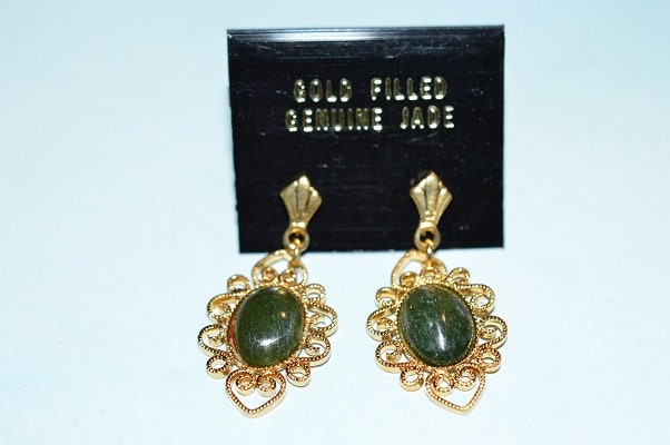 Vintage, Elegante Echte Jade Filligree Ohrringe(1017256 Vintage, Elegante Echte Jade Filligree Ohrringe(1017256 von ReflectionsOtherSide