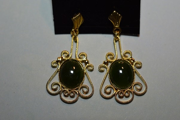 Vintage, Elegante Echte Jade Filligree Ohrringe | 1017268 von ReflectionsOtherSide