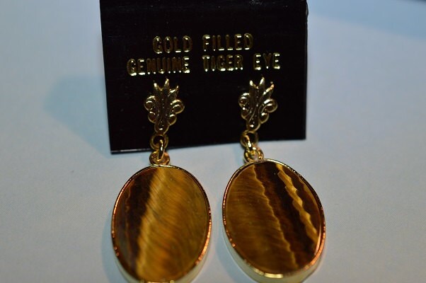 Vintage, Elegante Echte Tigerauge Filligree Ohrringe(1017257 von ReflectionsOtherSide