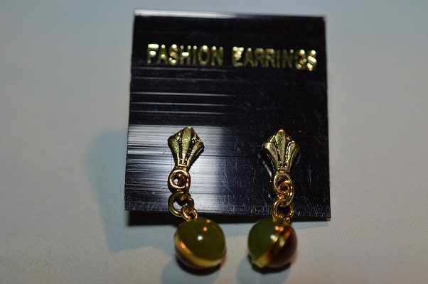 Vintage, Elegante Jade/Tigerauge Kugel Ohrhänger(1017260 Vintage, Elegante Jade/Tigerauge Kugel Ohrhänger(1017260 von ReflectionsOtherSide