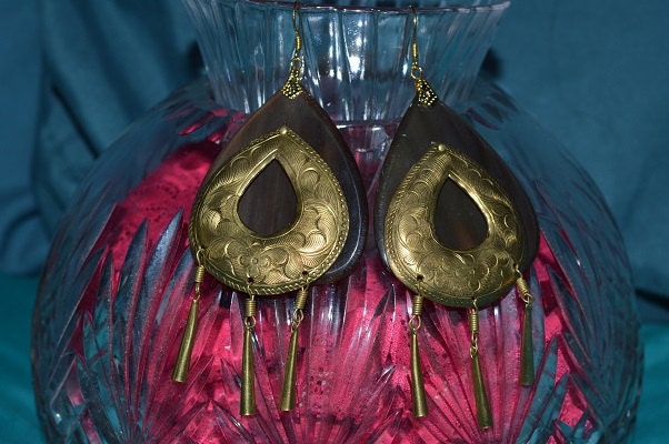 Wunderschöne Vintage Ohrringe - Messing Stempel Aus Den 80Er Jahren | 1017238 P1-4-01 von ReflectionsOtherSide