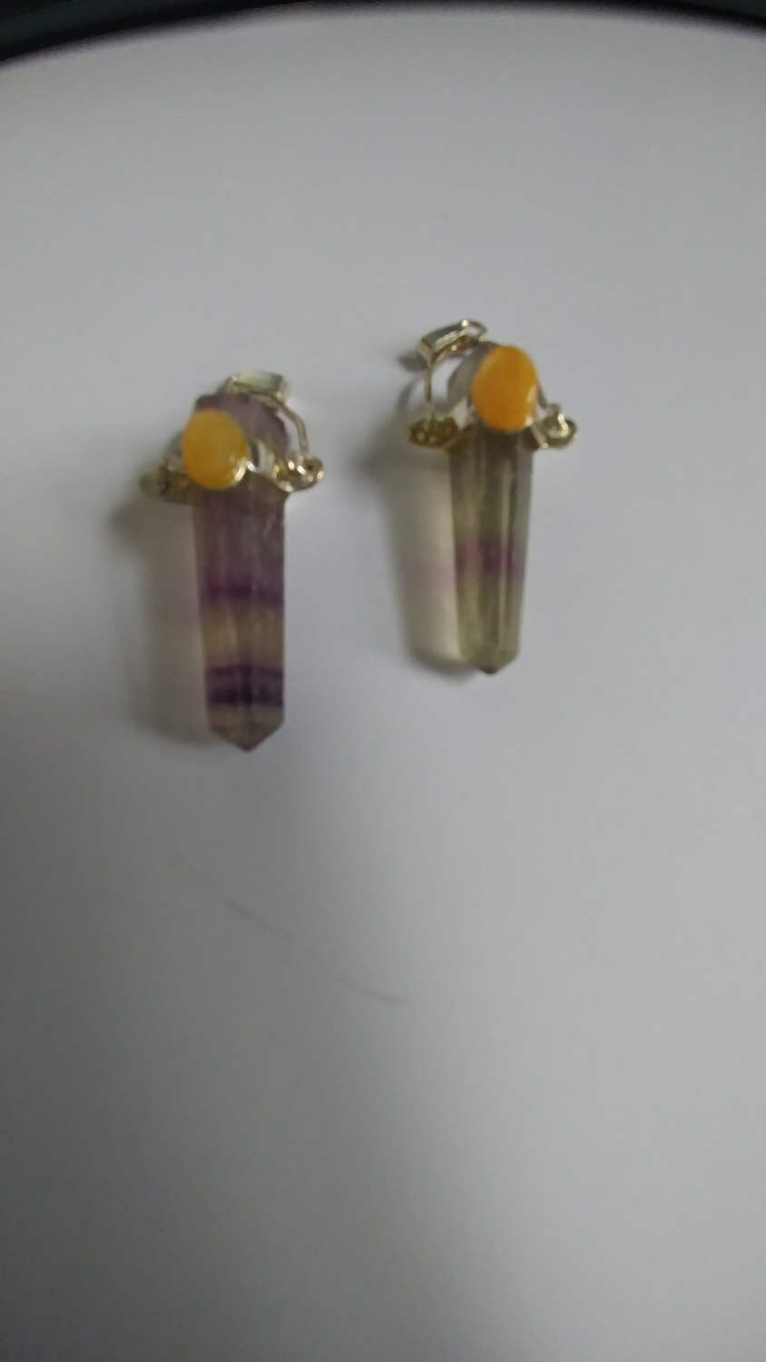 Vintage Fluorit Stein Punkt Anhänger Mit Pfirsich Mondstein Cabachon. Ss Plate Bail | 1060456Q von Reflectionstore