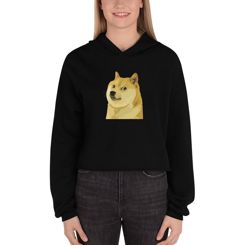 Damen Doge Münze Shiba Inu Crop Top Hoodie von ReflektCo