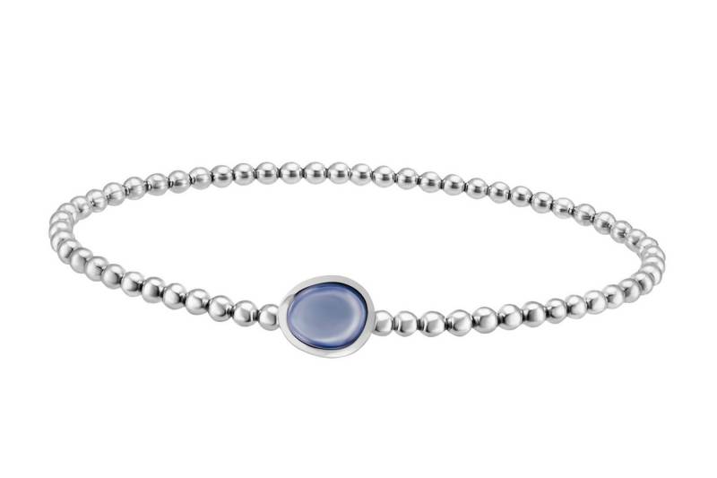 Reflexion Diamonds Goldarmband in 585/- Weißgold mit Chalcedon und elastischer Kugelkette, Damen Stretch-Armband mit blauem Edelstein - Chalcedon von Reflexion Diamonds