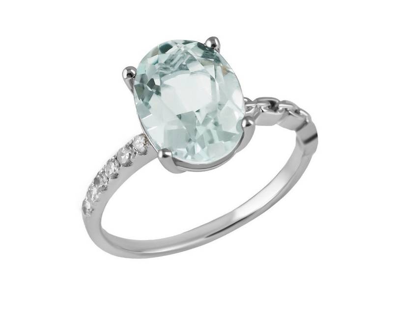 Reflexion Diamonds Goldring in 585/- Weißgold mit Aquamarin und Brillant, Ring mit Aquamarin und Brillant gefasst von Reflexion Diamonds