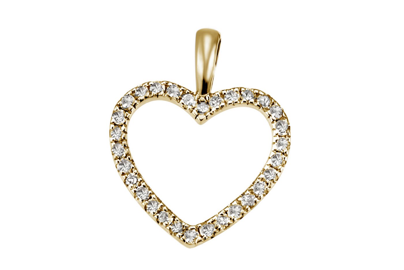 Reflexion Diamonds Herzanhänger aus 14/18K Gelb- oder Weißgold/ 0,14ct Brillanten (SI) / 12mm breit, Herzanhänger in Gelb- oder Weißgold, besetzt mit Brillant von Reflexion Diamonds