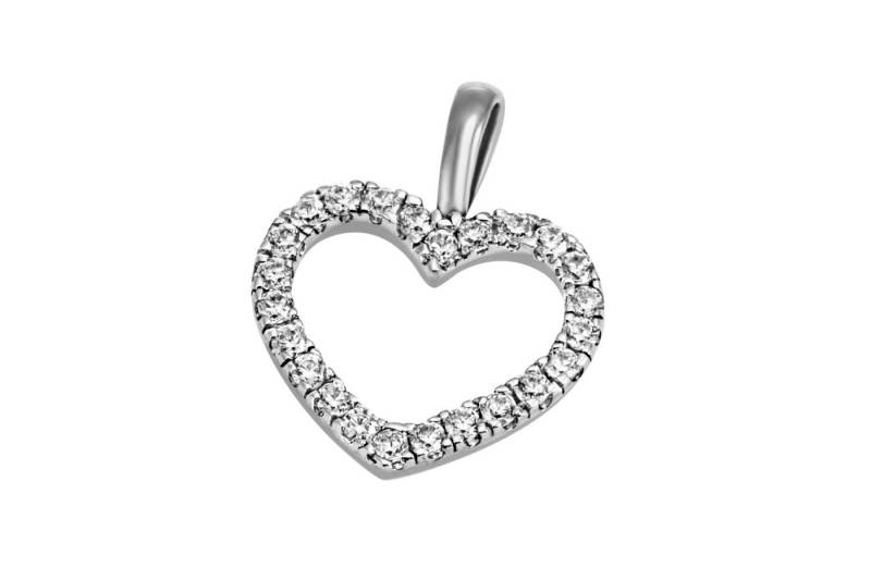 Reflexion Diamonds Herzanhänger aus 585/750er Gelb- oder Weißgold/ 0,13ct Brillanten (SI) / 10mm breit, Herzanhänger in Gelb- oder Weißgold, besetzt mit Brillanten von Reflexion Diamonds