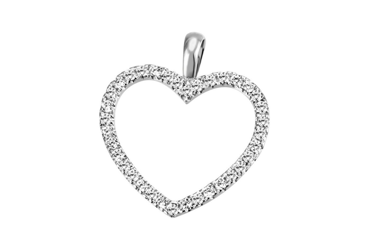 Reflexion Diamonds Herzanhänger aus 585/750er Gelb- oder Weißgold/0,23ct Brillanten/16mm breit, Herzanhänger in Gelb- oder Weißgold, mit Brillanten besetzt von Reflexion Diamonds