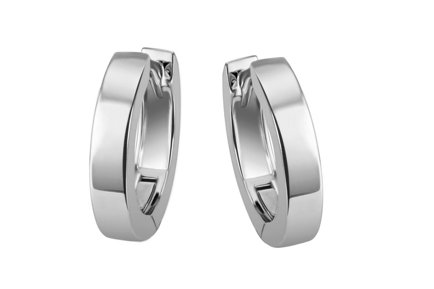 Reflexion Diamonds Klappcreolen aus 585/750er Weiß- oder Gelbgold, ohne Steinbesatz, 12mm Durchmesser, Creolen 12mm Durchmesser von Reflexion Diamonds