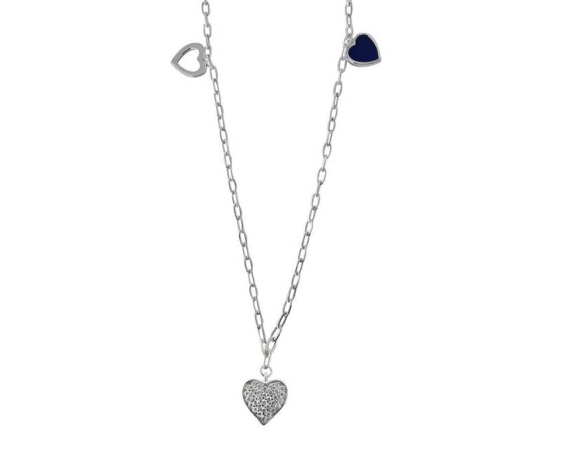 Reflexion Diamonds Silberkette 925/- Verspieltes Collier mit Herzdetails in drei Variationen, mit Zirkonia (synth) von Reflexion Diamonds