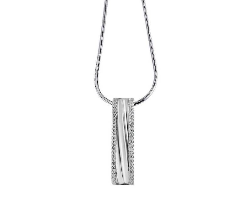 Reflexion Diamonds Silberkette 925/- mit rechteckigem strukturiertem Anhänger und Zirkonia-Details, mit Zirkonia-Steinen (synth), Anhänger abnehmbar von Reflexion Diamonds