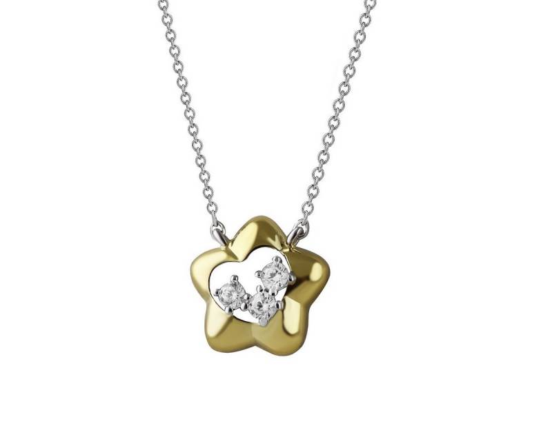 Reflexion Diamonds Silberkette Stern-Collier aus 925er Silber mit Goldakzent, mit funkelnden Zirkonia (synth) von Reflexion Diamonds