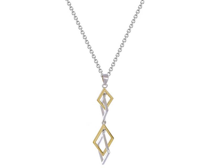 Reflexion Diamonds Silberkette mit beweglichen Bicolor-Elementen in eleganter Rautenform, bewegliche Elemente, bicolor von Reflexion Diamonds
