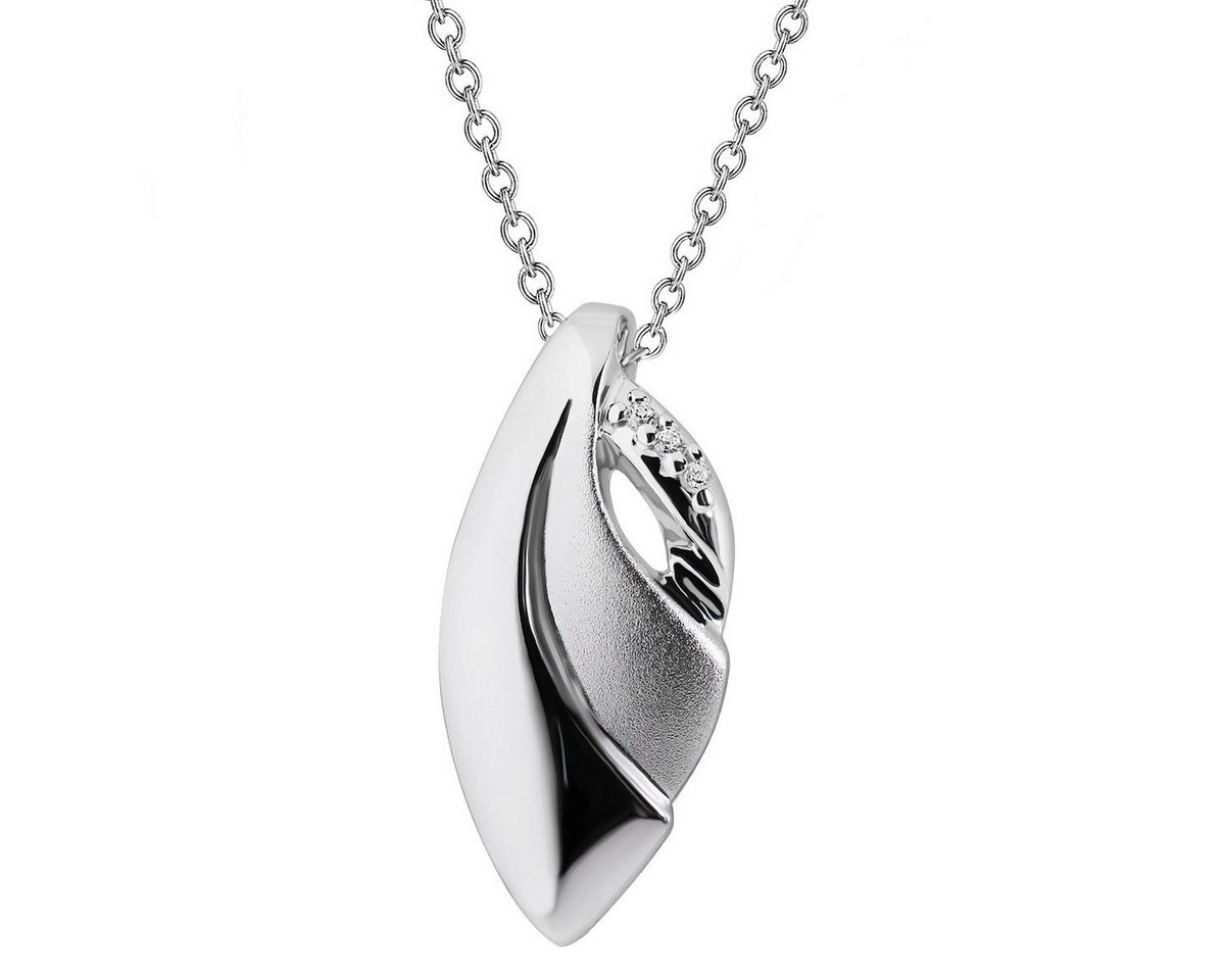 Reflexion Diamonds Silberkette mit strukturierter Tropfenform-Anhänger in 925er Silber, mit Zirkonia (synth) von Reflexion Diamonds