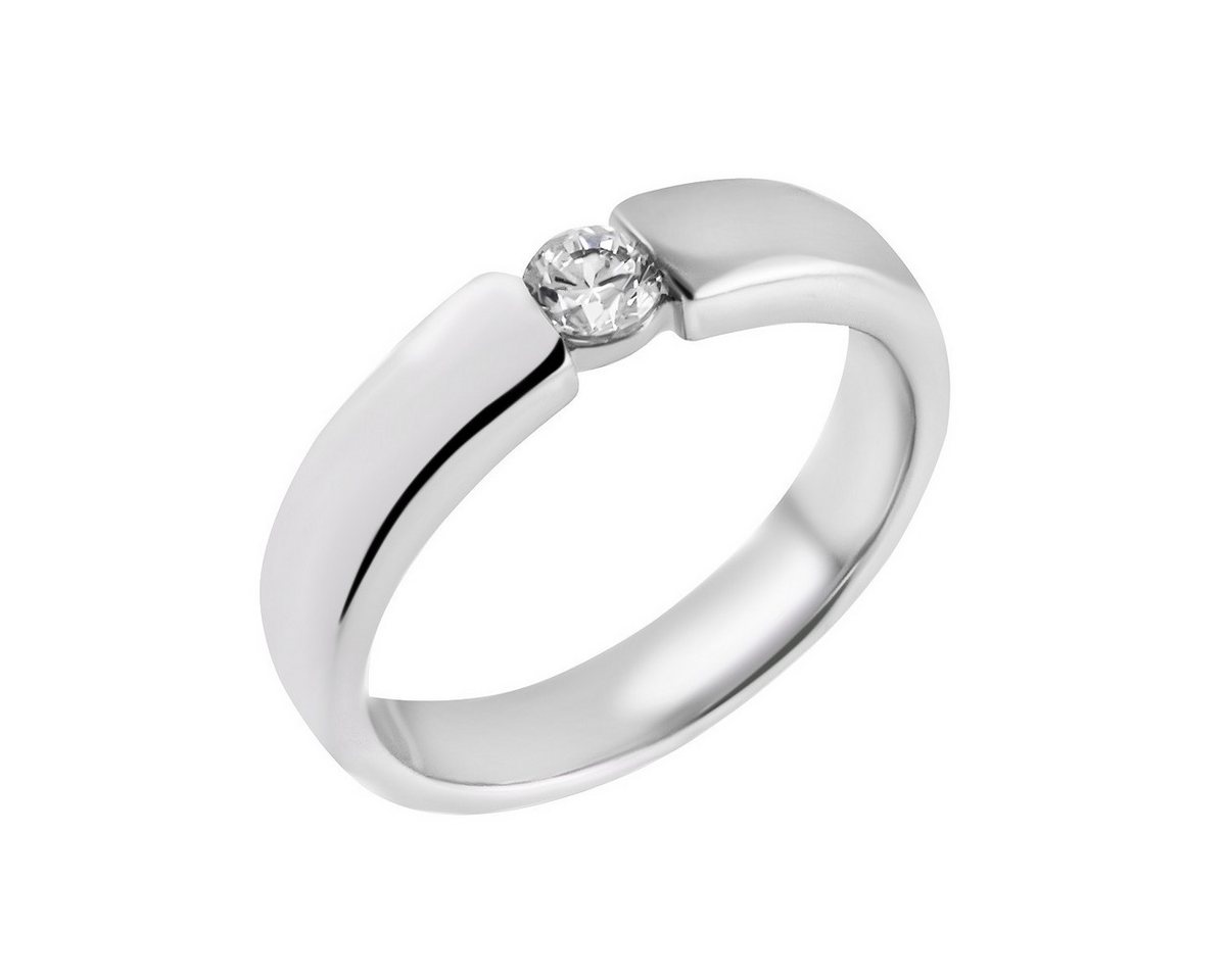 Reflexion Diamonds Silberring 925/- Solitär-Ring mit Spannfassung und funkelndem Zirkonia (synth), mit Zirkonia (synth), Steingröße ca. 3,7 mm, Weite 56 von Reflexion Diamonds