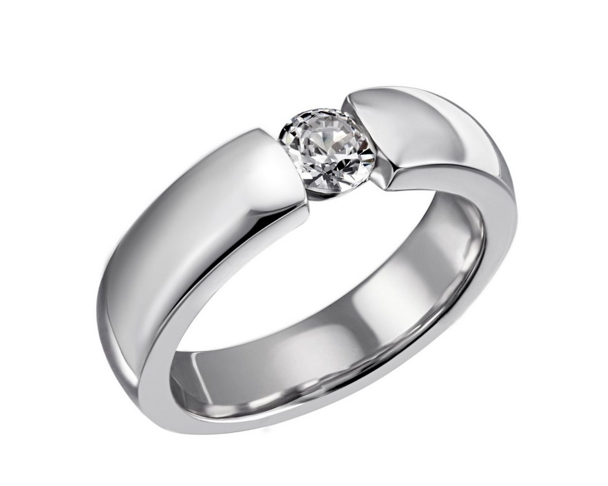 Reflexion Diamonds Silberring 925/- Solitär-Ring mit Spannfassung und funkelndem Zirkonia (synth), mit Zirkonia (synth), Steingröße ca. 5,0 mm, Weite 56 von Reflexion Diamonds