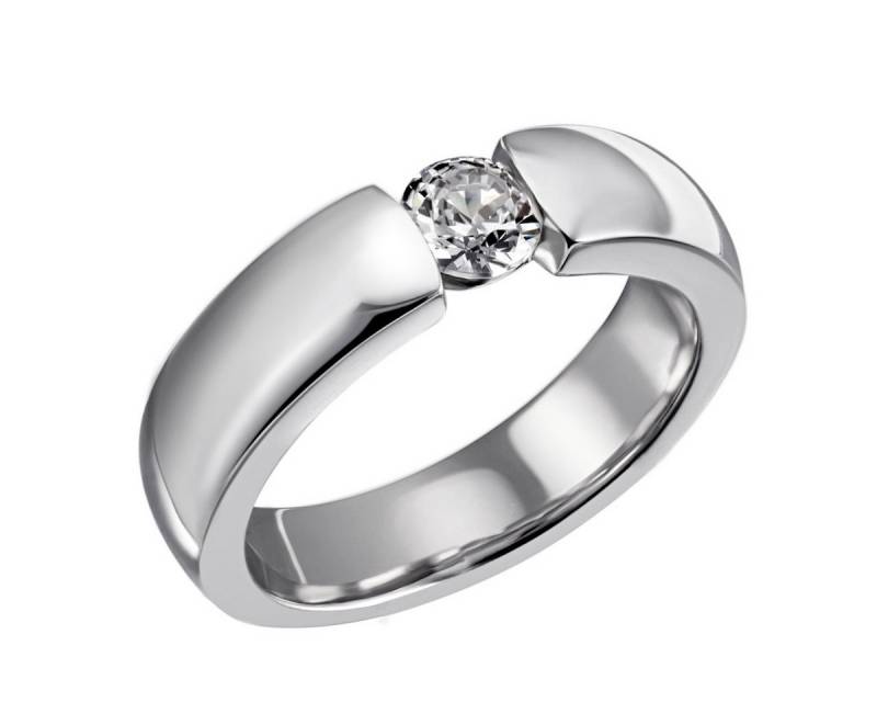 Reflexion Diamonds Silberring 925/- Solitär-Ring mit Spannfassung und funkelndem Zirkonia (synth), mit Zirkonia (synth), Steingröße ca. 5,0 mm, Weite 56 von Reflexion Diamonds