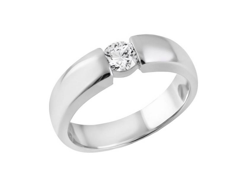 Reflexion Diamonds Silberring 925/- Verlobungsring mit Spannfassung und funkelndem Zirkonia (synth), mit Zirkonia (synth), Ringschiene ca. 4,8 mm breit, Weite 56 von Reflexion Diamonds
