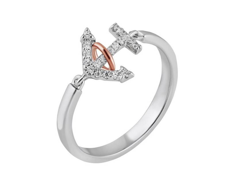Reflexion Diamonds Silberring 925/- mit beweglichem Ankerelement verziert mit funkelnden Zirkonia, Damen Ring mit Zirkonia (synth) von Reflexion Diamonds