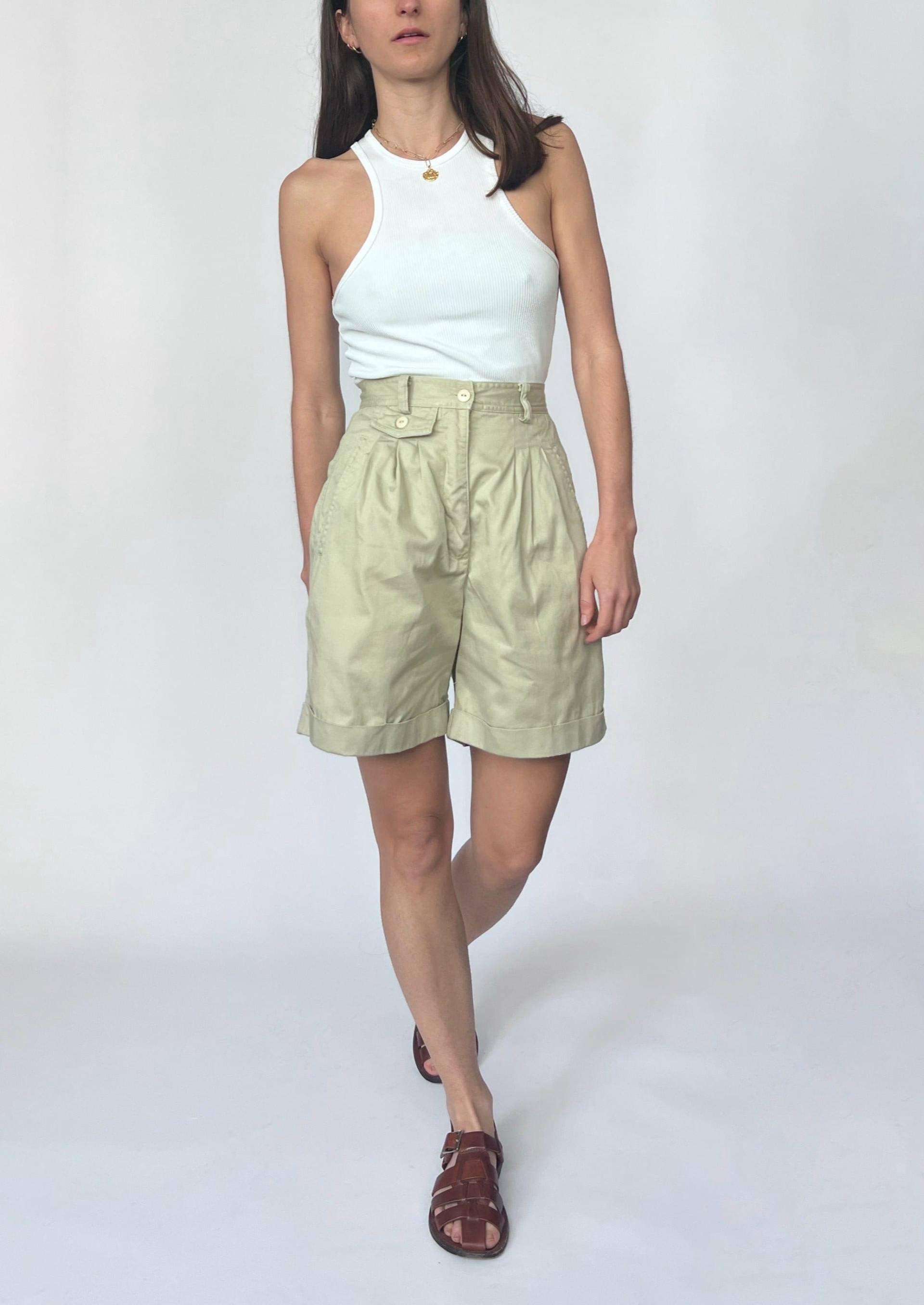 90Er Jahre Baumwolle Safari Shorts Xs, Vintage Bermuda Shorts, Knielange von ReformeStudios
