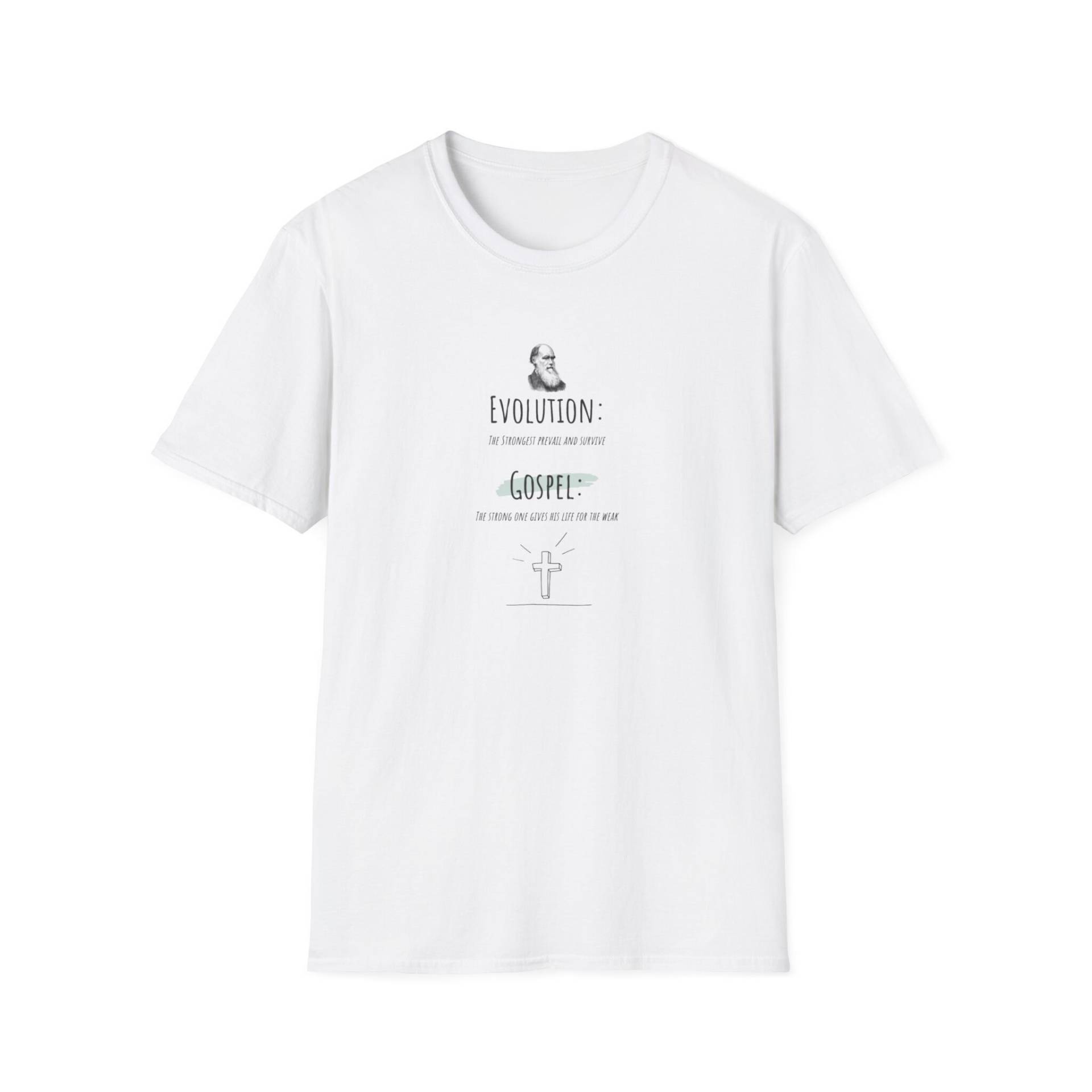 Evolution - Evangelium T-Shirt, Der Starke Gibt Sein Leben Für Die Schwachen, Stärkere Setzt Sich Durch, Christliches T-Shirt Evolution - Evangelium T-Shirt, Der Starke Gibt Sein Leben Für Die Schwachen, Stärkere Setzt Sich Durch, Christliches T-Shirt von ReformedStatements