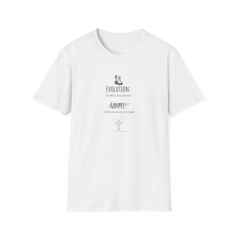 Evolution - Evangelium T-Shirt, Der Starke Gibt Sein Leben Für Die Schwachen, Stärkere Setzt Sich Durch, Christliches T-Shirt Evolution - Evangelium T-Shirt, Der Starke Gibt Sein Leben Für Die Schwachen, Stärkere Setzt Sich Durch, Christliches T-Shirt von ReformedStatements