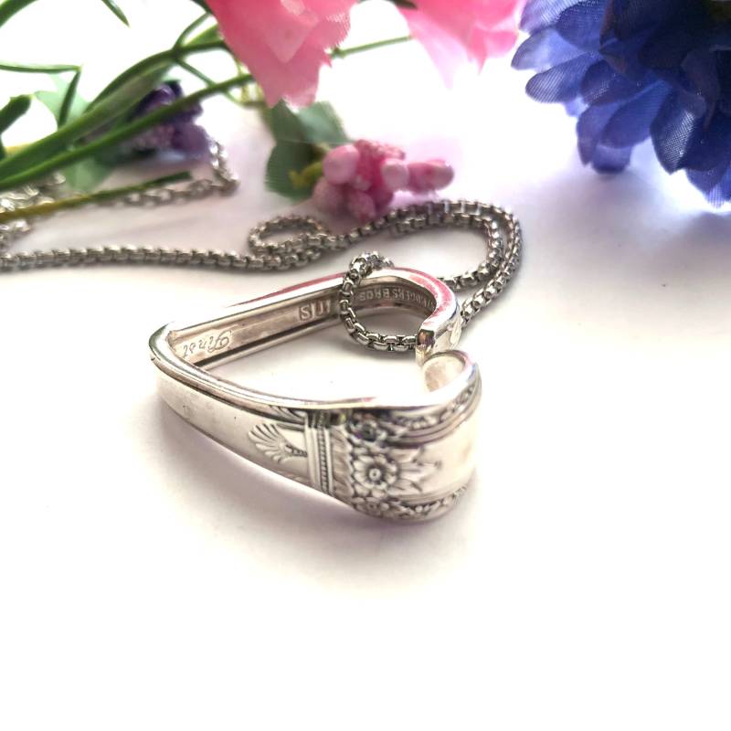 Vintage Löffel Herz Anhänger Halskette Silberbesteck Schmuck von ReformedTreasures