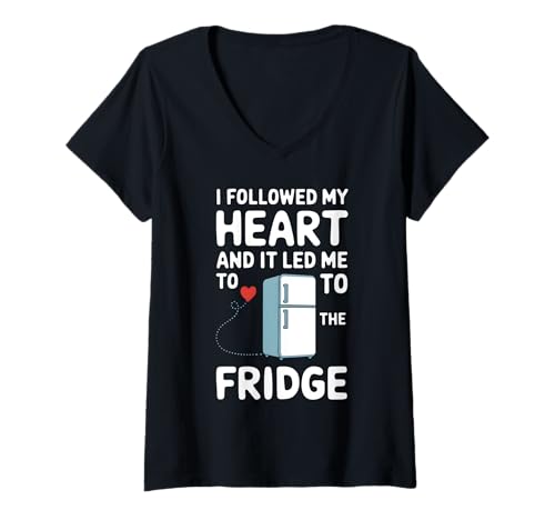 Damen Followed My Wasnt Listening Kühlschrank T-Shirt mit V-Ausschnitt Damen Followed My Wasnt Listening Kühlschrank T-Shirt mit V-Ausschnitt von Refrigerator Fridge Food