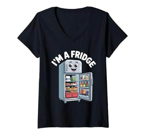 Damen Ich Bin EIN Kühlschrank T-Shirt mit V-Ausschnitt Damen Ich Bin EIN Kühlschrank T-Shirt mit V-Ausschnitt von Refrigerator Fridge Food