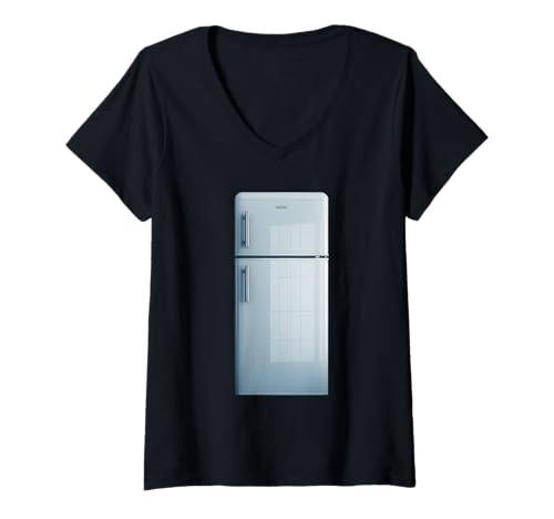 Damen Kühlschrank T-Shirt mit V-Ausschnitt Damen Kühlschrank T-Shirt mit V-Ausschnitt von Refrigerator Fridge Food