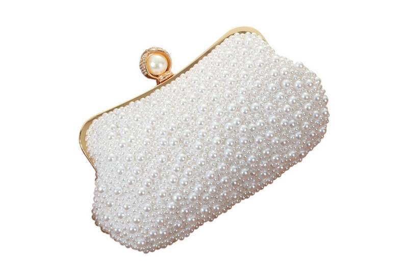 Refttenw Abendtasche Damen Clutch Elegante Handtasche mit Perlen, Kette Abnehmbar, für Hochzeit Formelle Cocktail Party von Refttenw