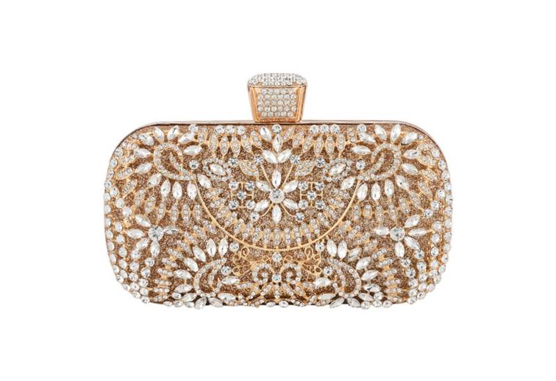 Refttenw Abendtasche Elegante Damen Clutch Glitzer Abendtasche mit Strass, mit Abnehmbarer Kette, Hartschalen-Design von Refttenw
