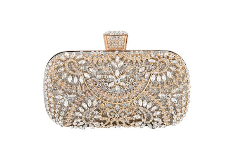 Refttenw Abendtasche Elegante Damen Clutch Glitzer Abendtasche mit Strass, mit Abnehmbarer Kette, Hartschalen-Design von Refttenw