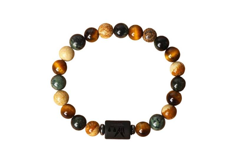 Refttenw Armband Sternzeichen Armband, 8mm Rund Naturstein-Armbänder Für Frauen Männer von Refttenw
