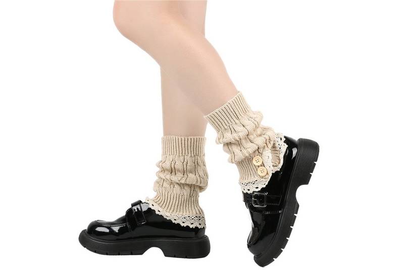 Refttenw Basicsocken Stricksocken, Knopfsocken, Beinlinge,mit Spitzenbesatz von Refttenw