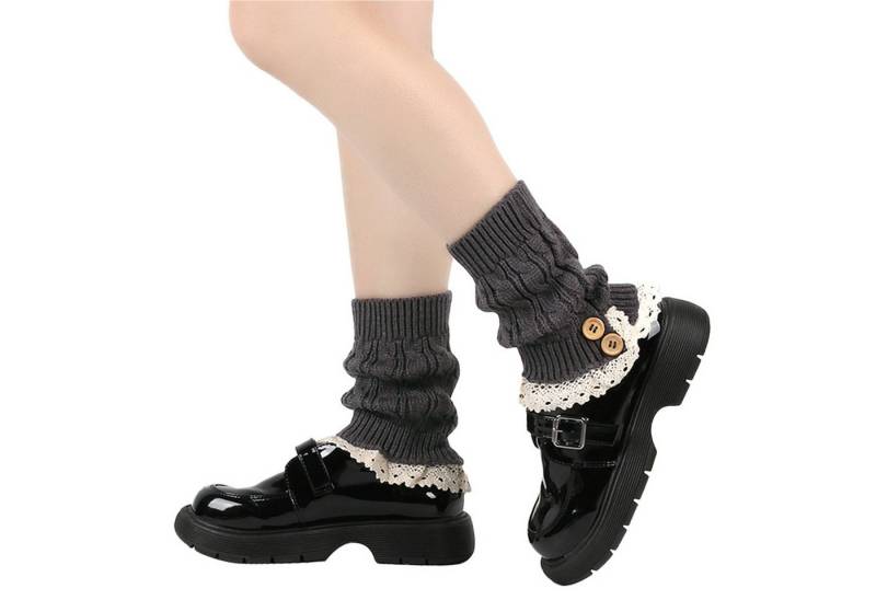 Refttenw Basicsocken Stricksocken, Knopfsocken, Beinlinge,mit Spitzenbesatz von Refttenw