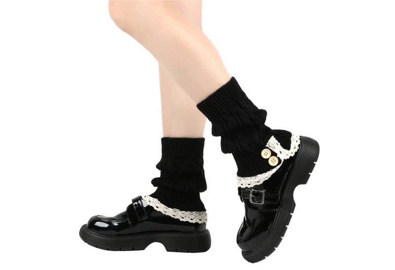 Refttenw Basicsocken Stricksocken, Knopfsocken, Beinlinge,mit Spitzenbesatz von Refttenw