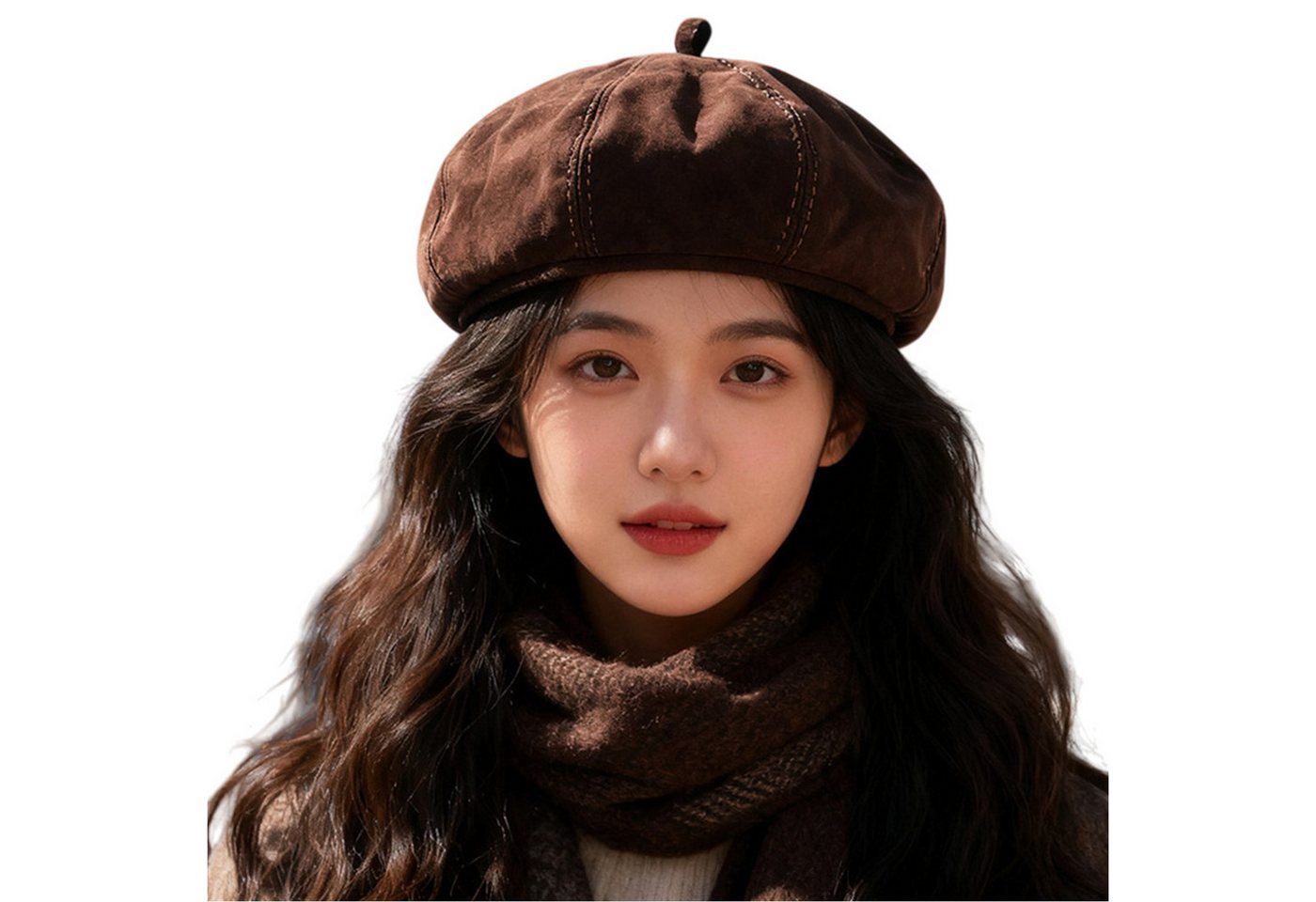 Refttenw Baskenmütze Damen Winter Warme Wollmütze Künstler Mütze Klassischer Stil Retro Beret Künstler Mütze Klassischer Stil Verstellbar von Refttenw