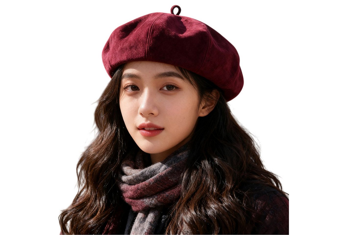 Refttenw Baskenmütze Damen Winter Warme Wollmütze Künstler Mütze Klassischer Stil Retro Beret Künstler Mütze Klassischer Stil Verstellbar von Refttenw