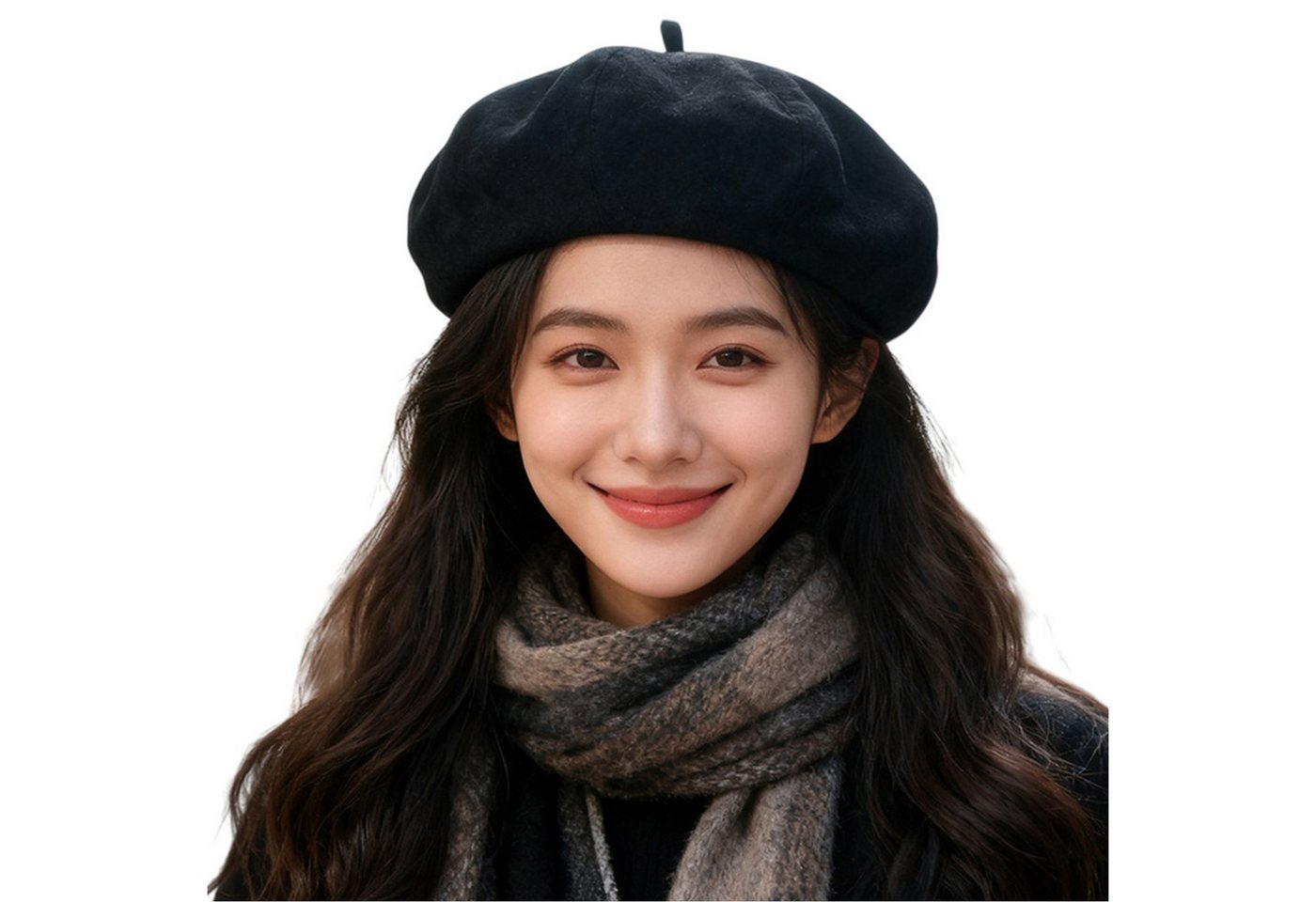 Refttenw Baskenmütze Damen Winter Warme Wollmütze Künstler Mütze Klassischer Stil Retro Beret Künstler Mütze Klassischer Stil Verstellbar von Refttenw