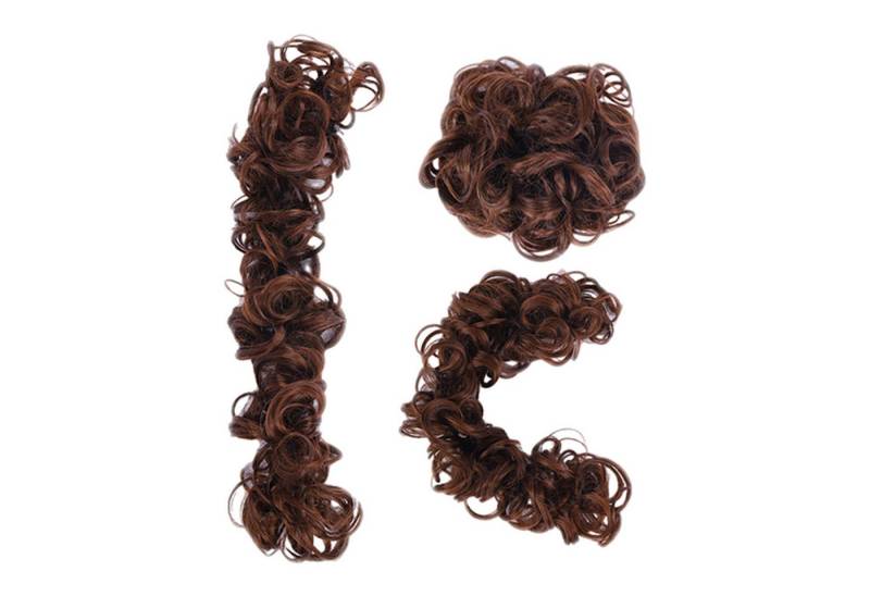 Refttenw Kunsthaarperücke Haarteil Haargummi Donut-Roller Voluminös Gelockt Unordentlich Dutt von Refttenw