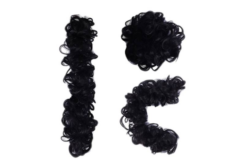 Refttenw Kunsthaarperücke Haarteil Haargummi Donut-Roller Voluminös Gelockt Unordentlich Dutt von Refttenw